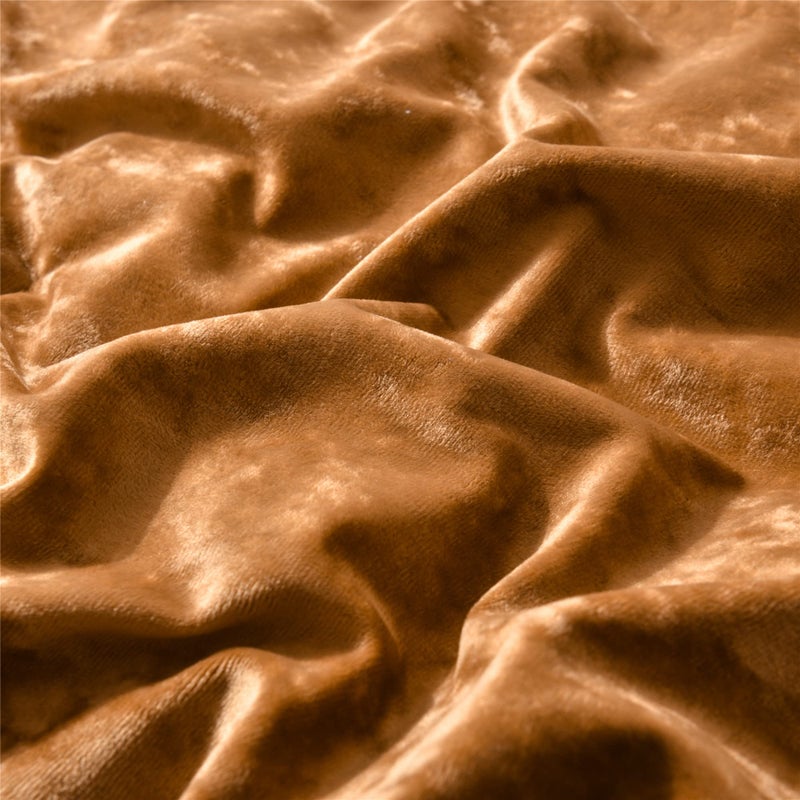 Fredsure Distressed Velvet Comforter Set, 5 Pieces Gold Caramel Queen, Distressed Velvet Face and Brushed Microfiber Reverse - Image 5