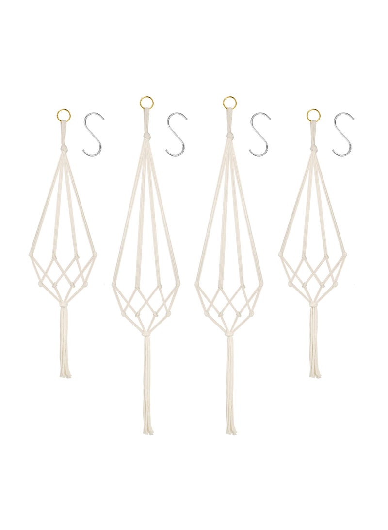 SYOSI حزمة 4 سلال زراعة معلقة، حامل نباتات ماكرامي بحبال قطنية مع 4 خطافات معلقة، حوامل أص pots لزهور الحائط لتزيين الشرفة الداخلية والخارجية - 80 سم - Image 1