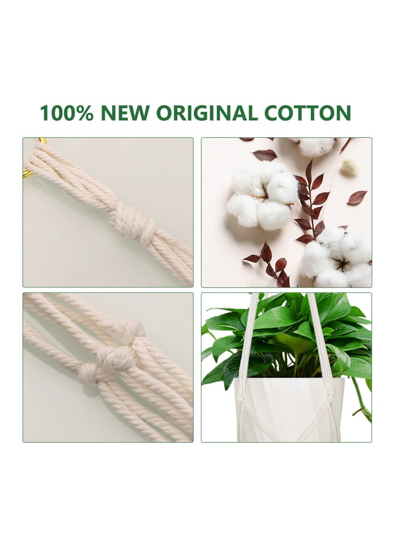 SYOSI حزمة 4 سلال زراعة معلقة، حامل نباتات ماكرامي بحبال قطنية مع 4 خطافات معلقة، حوامل أص pots لزهور الحائط لتزيين الشرفة الداخلية والخارجية - 80 سم - Image 3
