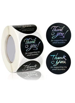 Y&D 1.5 Inches Thank You Stickers 500 for Supporting My Small Business Round Foil Black Labels Cookies Box Gift Bags  - Image 1