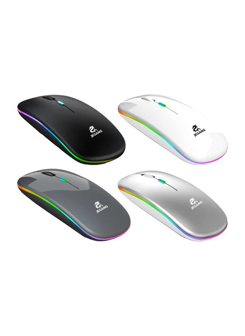 JEQANG - Jeqang Wireless+BT Rechargeble Mouse Dual-Mode White JW-AP01 - Image 1