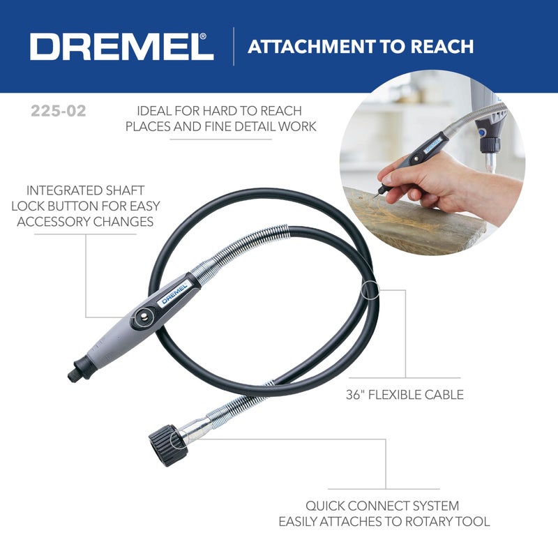 DREMEL ملحق أداة دريمل فليكس شافت الدوارة مع مقبض مريح وكابل بطول 36 بوصة - نحات، مصقل، وساندر صغير - مثالي لنقش المعادن الدقيقة، ونحت الخشب، وتلميع المجوهرات، 225-02 - Image 3