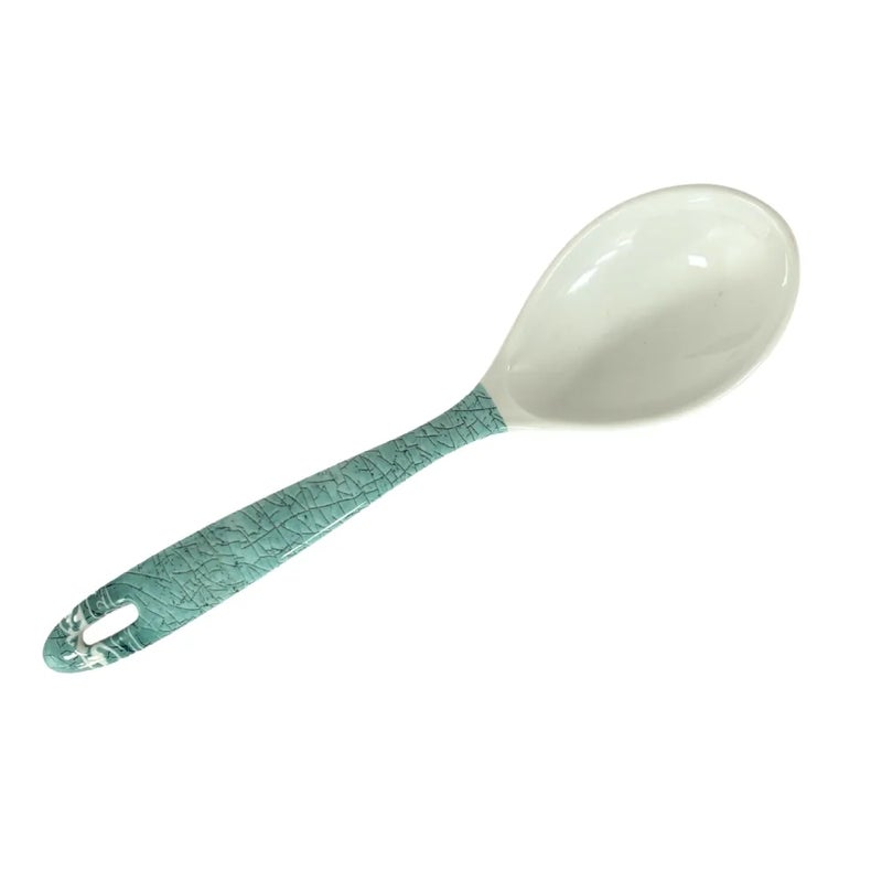 Sarvah Melamine 12 Inch Coring Ware Floral Designed Solid Round Spoon- White - Image 1