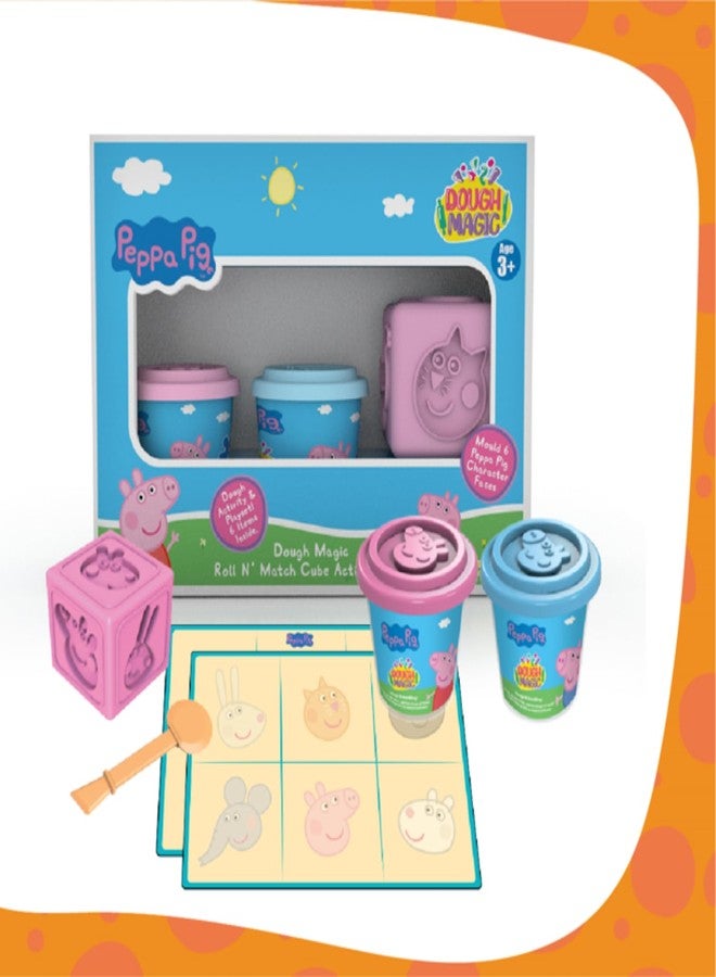 Dough Magic Peppa Pig Roll N Match Cube Activity Set with Moulding Lid Pack of 2 100Gm Each|Fun with Water Based Dough|Art & Craft Kit|Birthday & Return Gift for Kids 3 Yrs+|Non-Toxic-Multicolor - Image 1