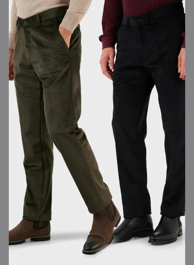 Buratti Normal Waist Regular Fit Straight Leg 2-Pack Velvet Trousers Men's VELVET TROUSERS 645MERLINS2