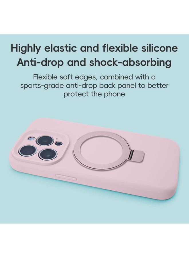 S-TOP Case For iPhone 15 Precision Hole Liquid Silicone MagSafe Metal Ring Holder Phone Case - Image 2