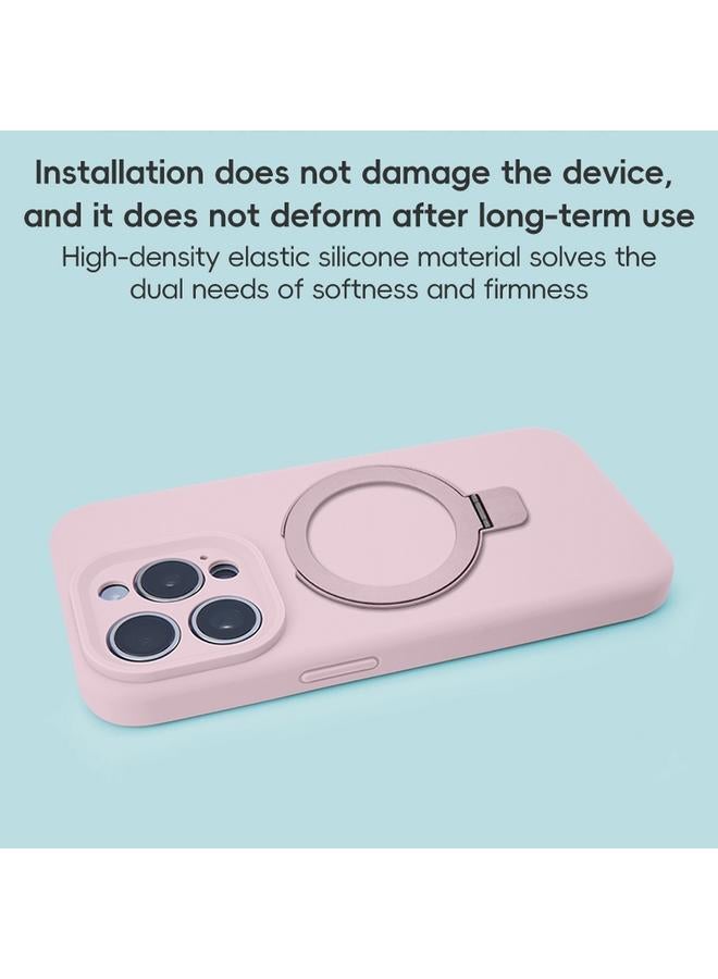 S-TOP Case For iPhone 15 Precision Hole Liquid Silicone MagSafe Metal Ring Holder Phone Case - Image 3