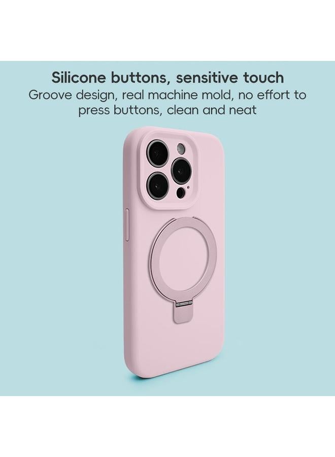 S-TOP Case For iPhone 15 Precision Hole Liquid Silicone MagSafe Metal Ring Holder Phone Case - Image 4