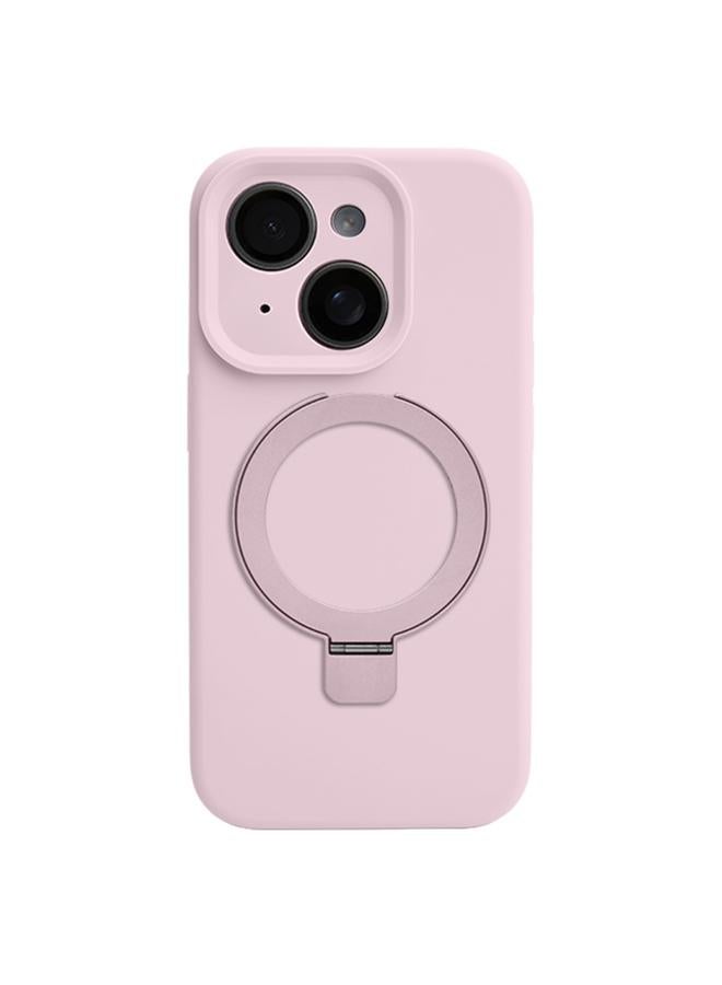 S-TOP Case For iPhone 15 Precision Hole Liquid Silicone MagSafe Metal Ring Holder Phone Case - Image 1