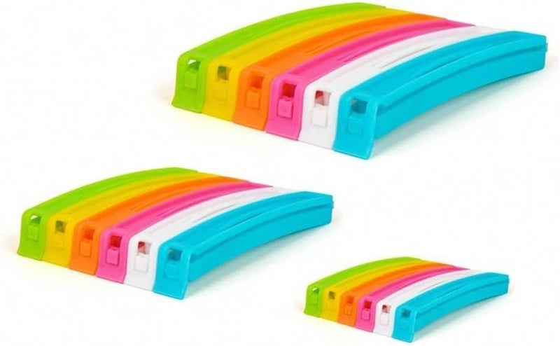 Tosaa 18 Pcs - 3 Different Size Plastic Food Snack Bag Pouch Clip Sealer Large,Medium,Small Plastic Snack Seal Sealing Bag Clips Vacuum Sealer (Multicolor) - Image 1