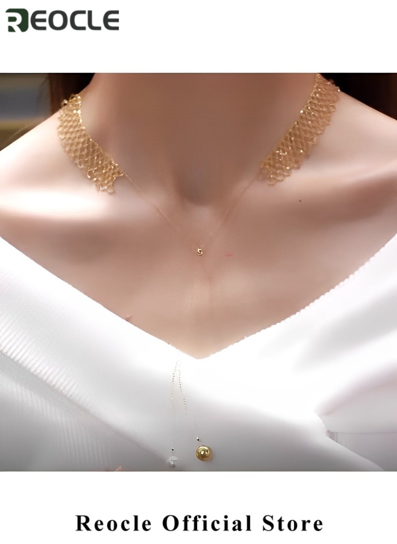 REOCLE Women's Necklace Dainty Gold Chain Choker Necklace 14K Gold Plated Handmade Boho Necklace Delicate Simple Minimalist Choker Necklace as Jewelry Gifts  - Image 2