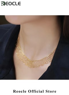REOCLE Women's Necklace Dainty Gold Chain Choker Necklace 14K Gold Plated Handmade Boho Necklace Delicate Simple Minimalist Choker Necklace as Jewelry Gifts  - Image 4