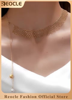 REOCLE Women's Necklace Dainty Gold Chain Choker Necklace 14K Gold Plated Handmade Boho Necklace Delicate Simple Minimalist Choker Necklace as Jewelry Gifts  - Image 1