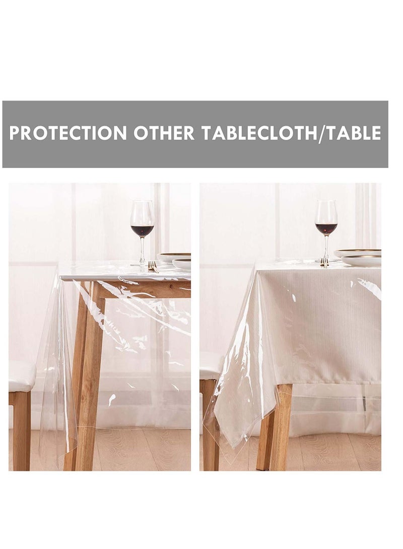 SYOSI Rectangle Vinyl Tablecloth,100% Waterproof Heavy Duty Oil Spill Proof Stain Resistant Plastic PU Table Cover with Flannel Backing for Kitchen/Dining/Parties  - Image 3