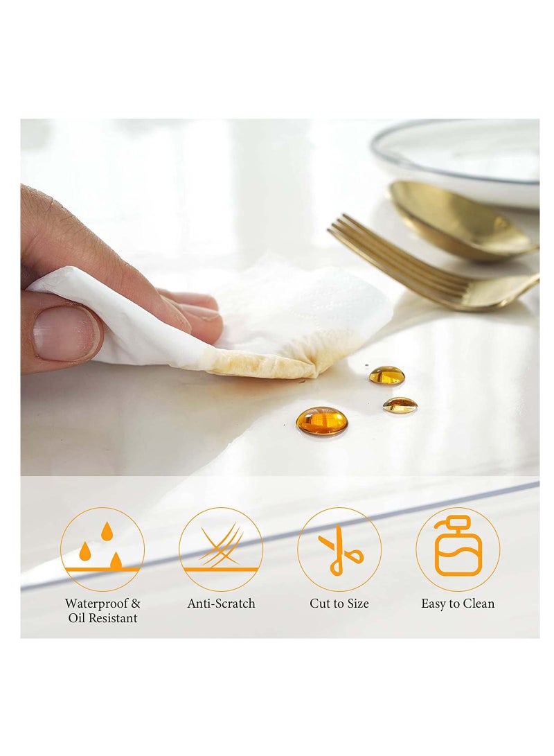 SYOSI Rectangle Vinyl Tablecloth,100% Waterproof Heavy Duty Oil Spill Proof Stain Resistant Plastic PU Table Cover with Flannel Backing for Kitchen/Dining/Parties  - Image 4