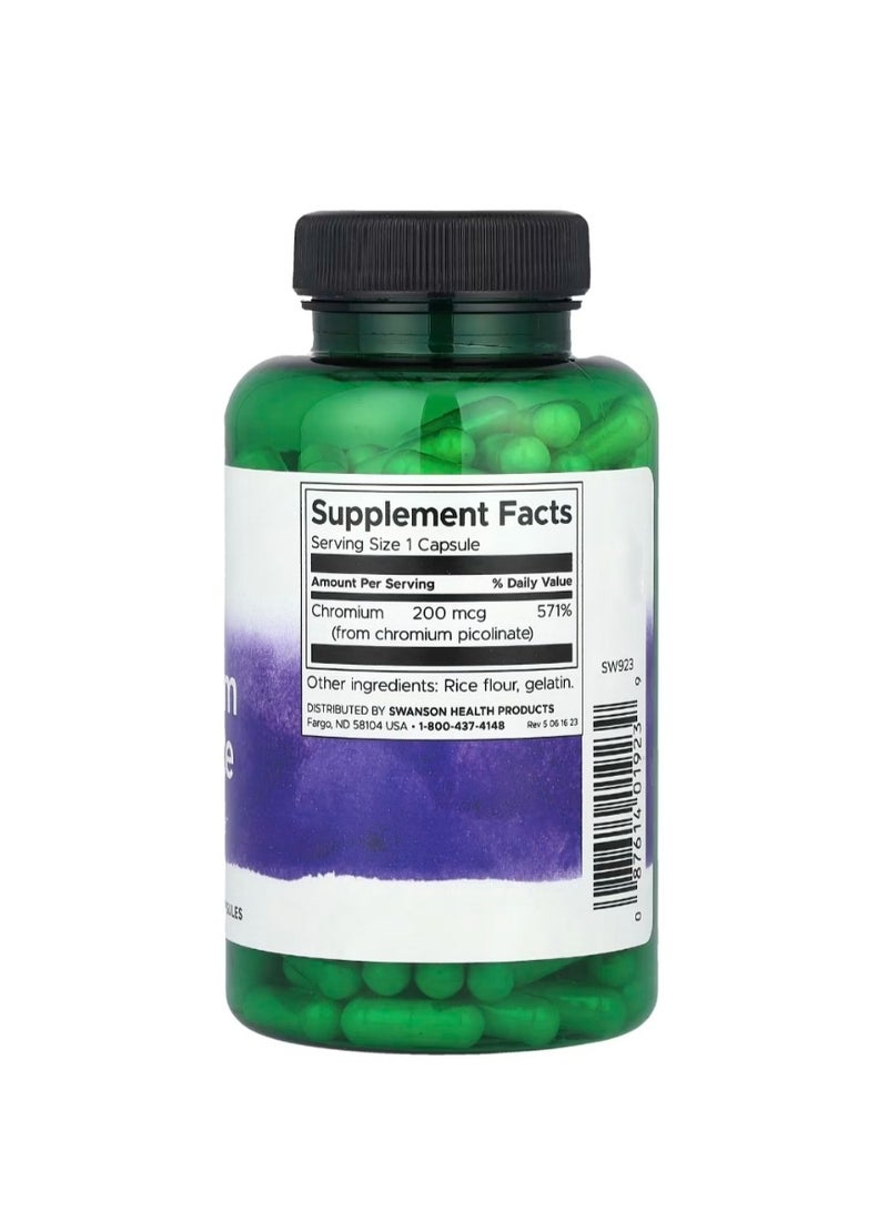 سوانسون بيكولينات الكروم 200 ميكروجرام 200 كبسولة - Image 2