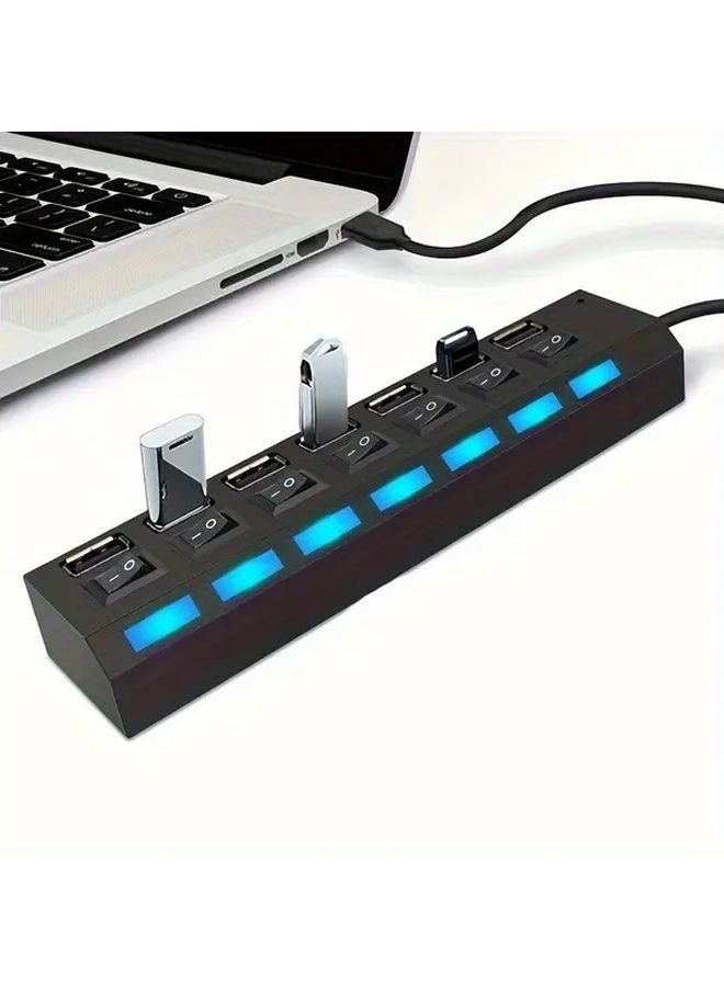 7 Port USB 2.0 Hub with LED Indicators and Power Switch - Image 3
