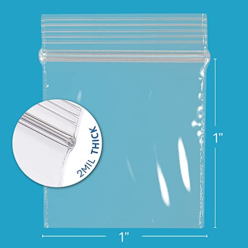 GPI- Pack of 100 1" x 1" 2.5 Mil Thick, Clear Plastic Jewelry Zip Bags, Reclosable Strong Poly Baggies with Resealable Zip Top Lock for Pills, Meds, Jewelry, Travel, Storage, Packaging & Shipping. - Image 2