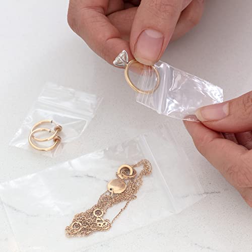 GPI- Pack of 100 1" x 1" 2.5 Mil Thick, Clear Plastic Jewelry Zip Bags, Reclosable Strong Poly Baggies with Resealable Zip Top Lock for Pills, Meds, Jewelry, Travel, Storage, Packaging & Shipping. - Image 3