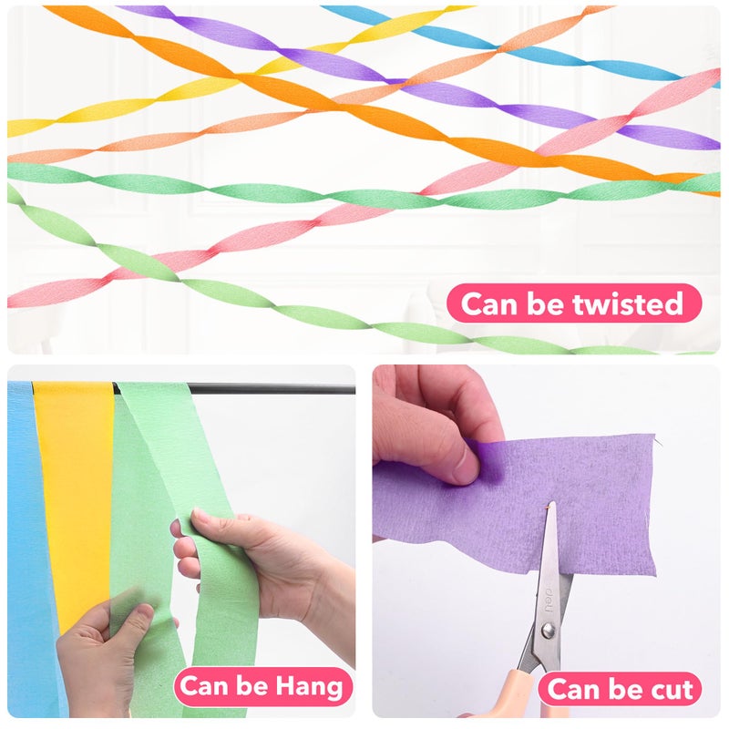Oubest Crepe Paper Streamers 2.2 Inch x 656 Feet Ideal Party Supplies & Decorations for Birthdays Baby Showers Bachelorettes Weddings DIY, 8 Rolls Pastel Streamers Backdrops, Doorway & Wall Decor - Image 4