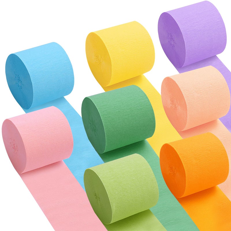 Oubest Crepe Paper Streamers 2.2 Inch x 656 Feet Ideal Party Supplies & Decorations for Birthdays Baby Showers Bachelorettes Weddings DIY, 8 Rolls Pastel Streamers Backdrops, Doorway & Wall Decor - Image 1