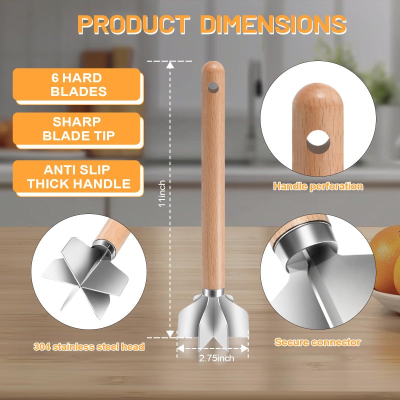 WLKSTS 11 inch Stainless Steel Meat masher with 6 Blades, Metal Potato Masher, Ground Beef chopper tool, Suitable For Making Ground meat, Mashed potatoes, Jam and moreï¼ˆone pack) - Image 2