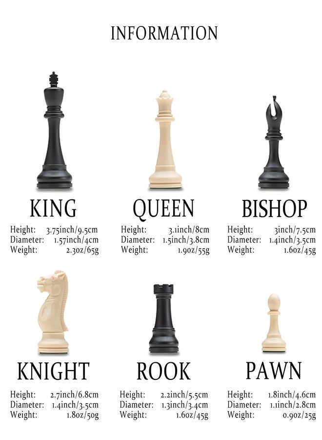 A&A Tournament Chess Set/ 20''x20'' Foldable Silicone Chess Board / 3.75'' King Height Plastic Quadruple Weighted Classic Staunton Pieces/Storage Bag for 6 Years Old - 2 Players - Image 4