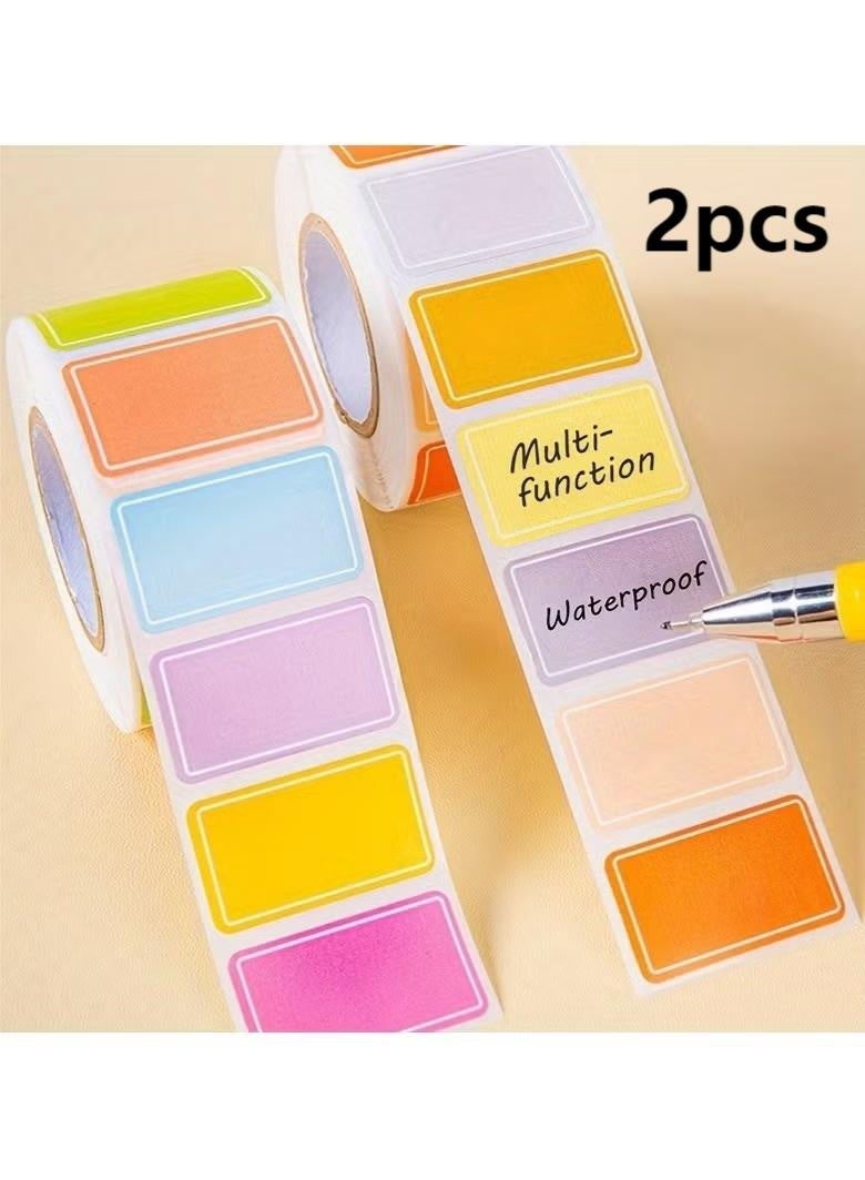 2 لفة من 500 ملصق فهرس مقاوم للماء وملون - ملصقات لاصقة لامعة ومتينة للتنظيم والوسم وبطاقات الأسماء الشخصية - Image 1