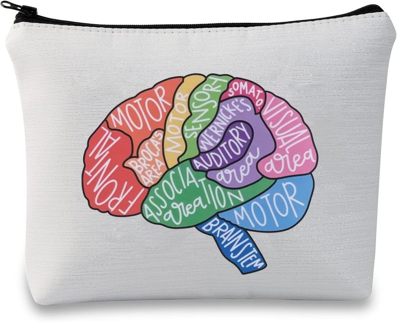 G2TUP Brain Anatomy Gift Neuroscience Cosmetic Bag Neurology Nurse Makeup Bag Nursing S-tudent Anatomical Layout Brain Zipper Travel Bag