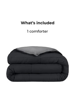 Home of linens Cotton - Reversible Heavy Comforter -4Kgs - Down Alternative Filling - (For Matress 180cm/200cm) - Size  (250cm x 240cm) - Black x Grey  - Image 4