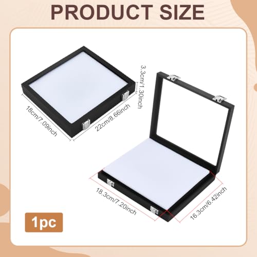PH PandaHall Diamond Storage Box Leather Jewelry Display Case Gemstone Display Box Gem Containers Boxes Glass Top Jewelry Organizer with Sponge and Clasp for Collectible Rhinestone Crystal Showcase - Image 3