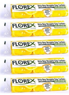 Florex Drawstring Medium Size Garbage Bag Advantage Series 5 Rolls Lemon Scented 