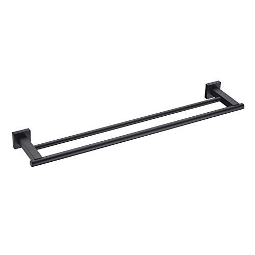 Miyili 23.6-Inch Matte Black Double Towel Bar - SUS 304 Stainless Steel Bathroom Towel Holder Rack - Image 1