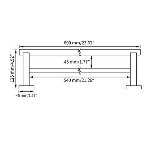 Miyili 23.6-Inch Matte Black Double Towel Bar - SUS 304 Stainless Steel Bathroom Towel Holder Rack - Image 2