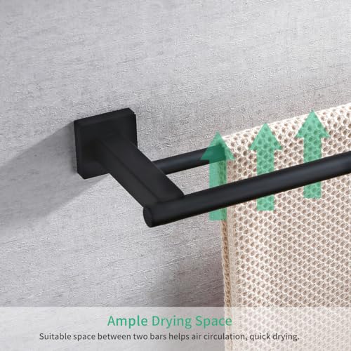 Miyili 23.6-Inch Matte Black Double Towel Bar - SUS 304 Stainless Steel Bathroom Towel Holder Rack - Image 5