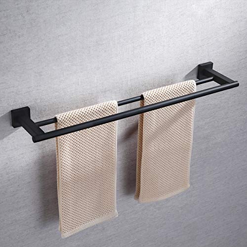 Miyili 23.6-Inch Matte Black Double Towel Bar - SUS 304 Stainless Steel Bathroom Towel Holder Rack - Image 3