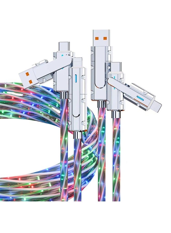 X-level 4 in 1 USB Charging Cable,100W Fast Charging Cord Light Up USB-C Cable Multicolored RGB Starlights USB C,LED USB A to USB C Cable for Phone16 15 14 13 12,Samsung S24 S23 S22 - Image 1