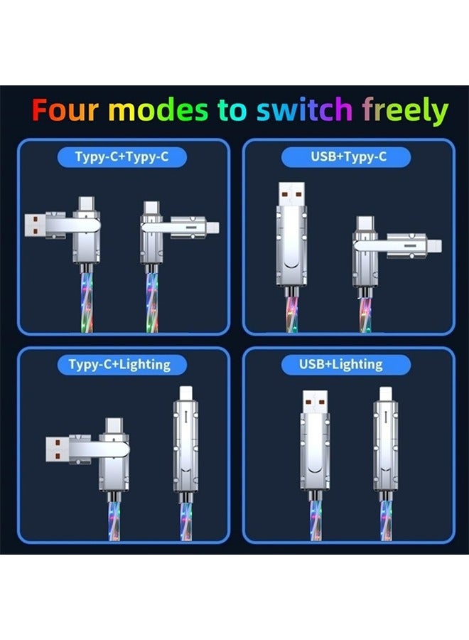 X-level 4 in 1 USB Charging Cable,100W Fast Charging Cord Light Up USB-C Cable Multicolored RGB Starlights USB C,LED USB A to USB C Cable for Phone16 15 14 13 12,Samsung S24 S23 S22 - Image 2