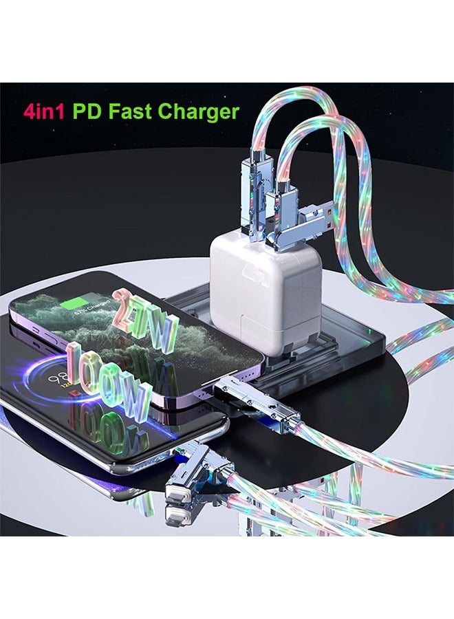 X-level 4 in 1 USB Charging Cable,100W Fast Charging Cord Light Up USB-C Cable Multicolored RGB Starlights USB C,LED USB A to USB C Cable for Phone16 15 14 13 12,Samsung S24 S23 S22 - Image 3