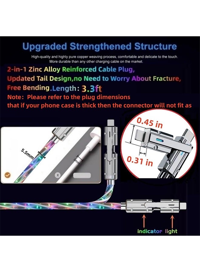 X-level 4 in 1 USB Charging Cable,100W Fast Charging Cord Light Up USB-C Cable Multicolored RGB Starlights USB C,LED USB A to USB C Cable for Phone16 15 14 13 12,Samsung S24 S23 S22 - Image 5