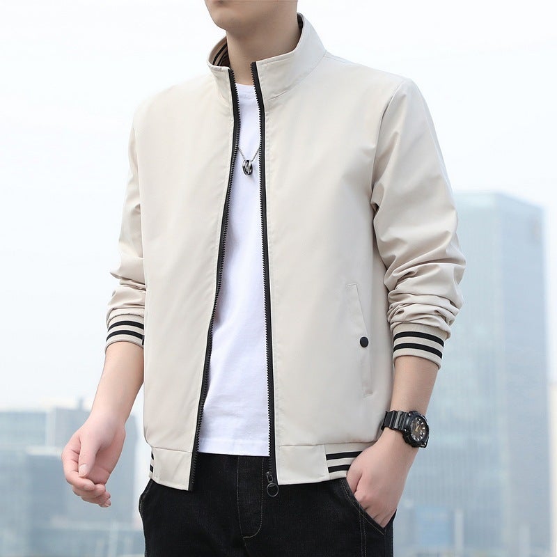 Men'S Solid Color Sports Casual Fashion Stand Collar Jacket Men'S Trendy Brand - Image 4