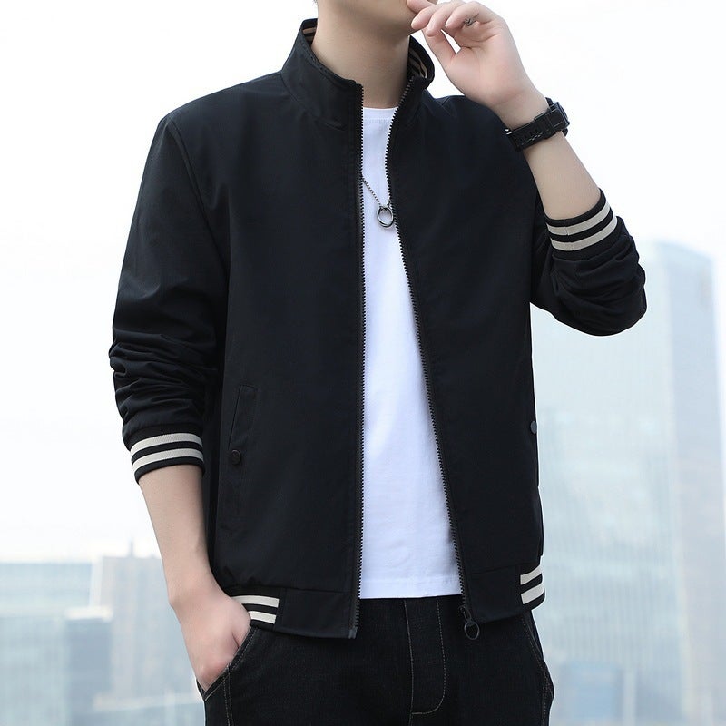 Men'S Solid Color Sports Casual Fashion Stand Collar Jacket Men'S Trendy Brand - Image 2