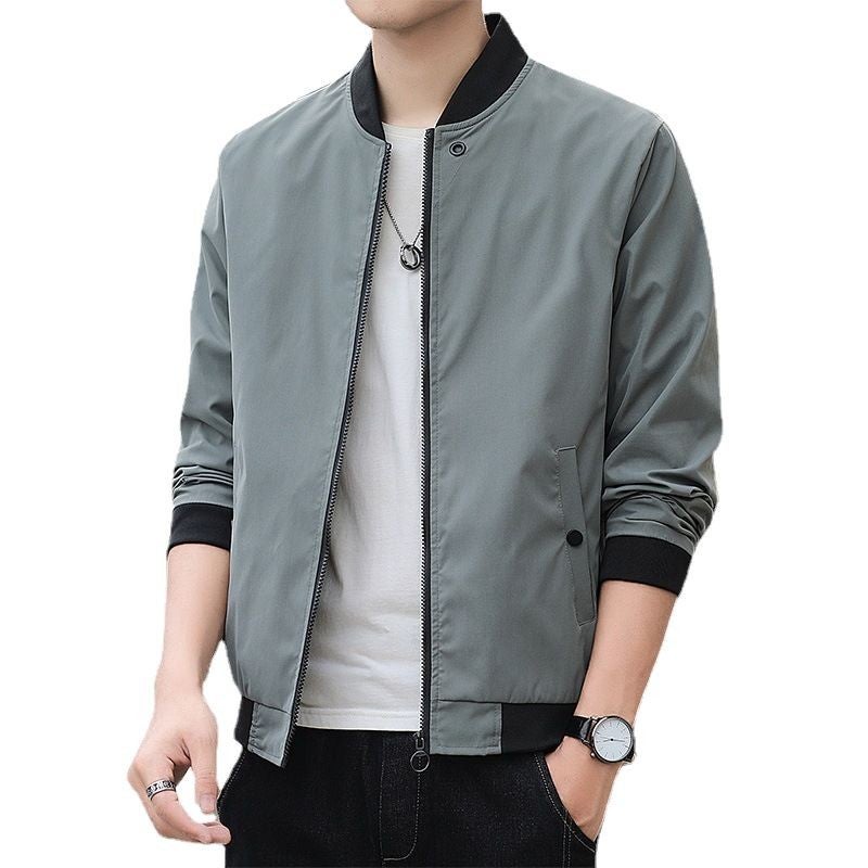 Men'S Solid Color Sports Casual Fashion Stand Collar Jacket Men'S Trendy Brand - Image 5