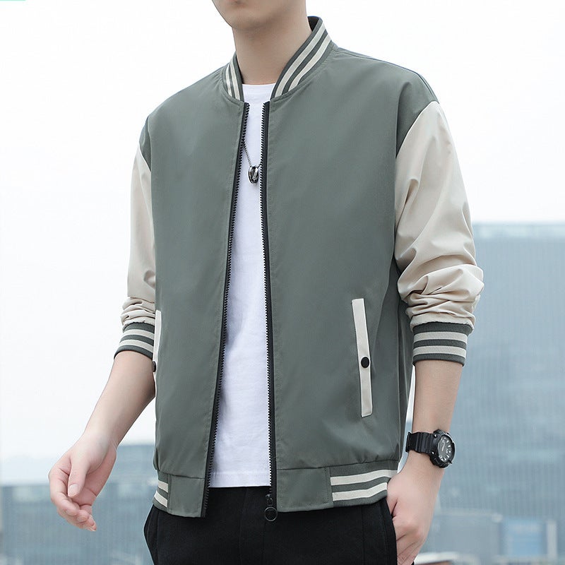 Men'S Solid Color Sports Casual Fashion Stand Collar Jacket Men'S Trendy Brand - Image 1