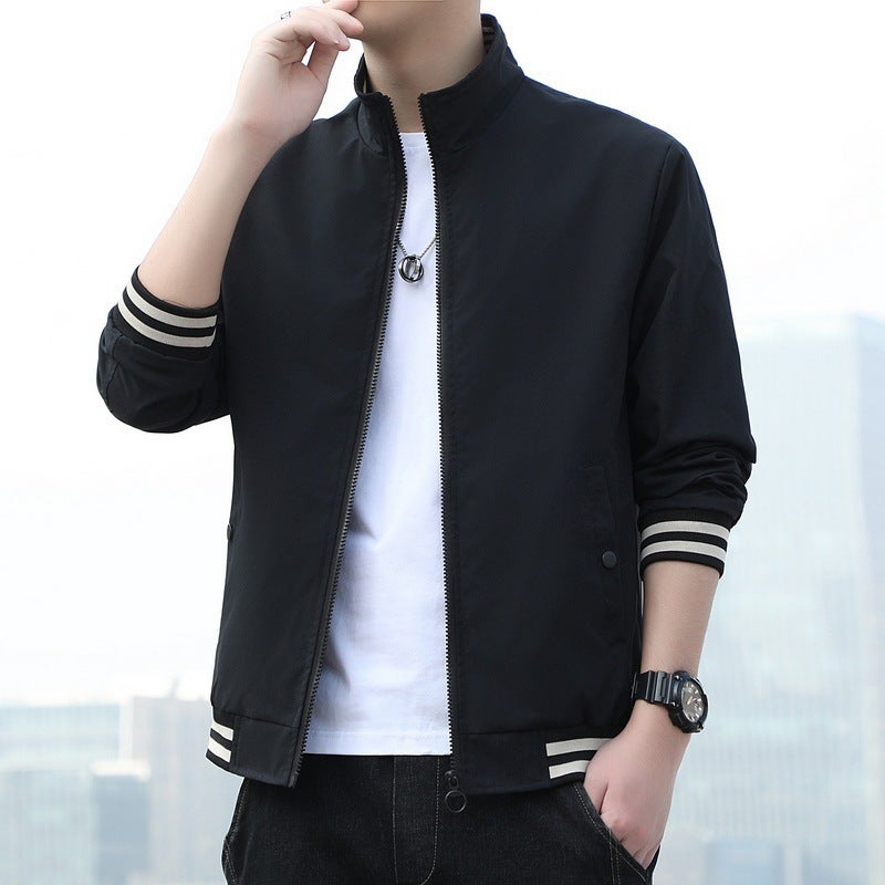 Men'S Solid Color Sports Casual Fashion Stand Collar Jacket Men'S Trendy Brand - Image 3