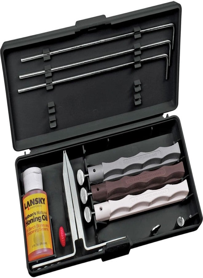 Lansky Natural Arkansas Sharpening System with Natural Arkansas Coase, Medium and Fine Hones - Image 1