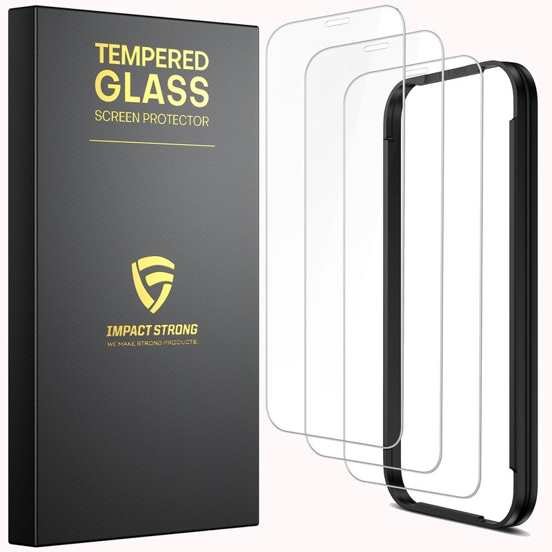 ImpactStrong Shatterproof Tempered Glass Screen Protector for iPhone 11 Pro Max/iPhone XS Max [Easy Installation Frame] [Bubble Free] [9H Hardness] [Full Coverage] Case Friendly, 6.5 Inch - (3-Pack) - Image 1
