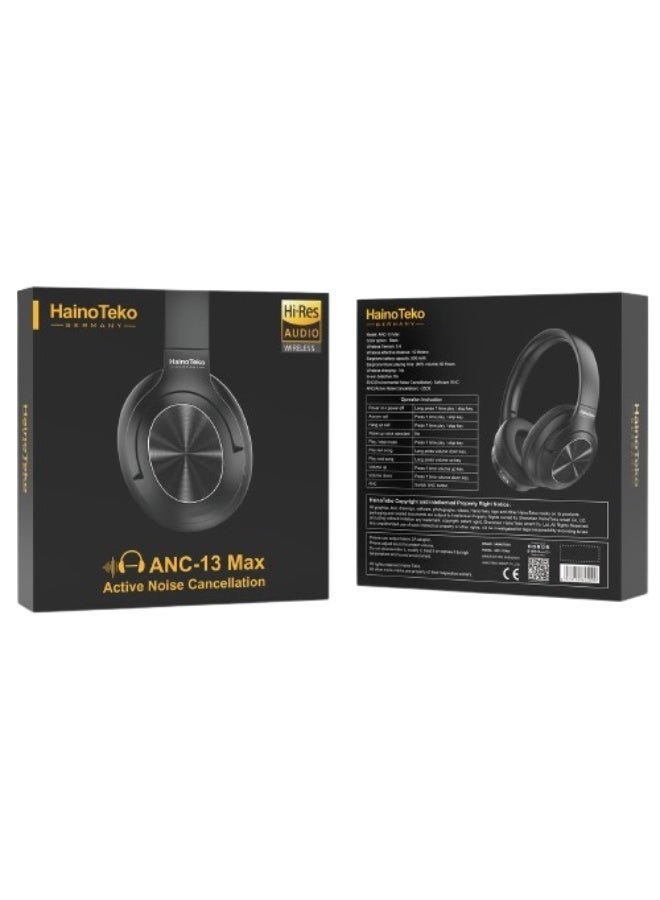 HainoTeko ANC-13 Max Bluetooth Headphones with Active Noise Cancellation & Hi-Res Audio – Black - Image 1
