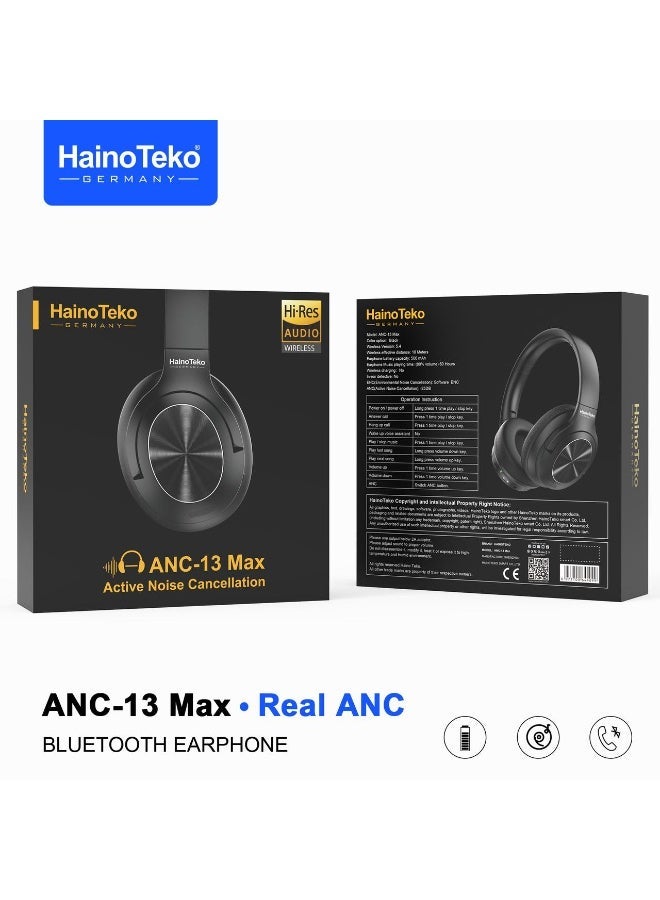 HainoTeko ANC-13 Max Bluetooth Headphones with Active Noise Cancellation & Hi-Res Audio – Black - Image 2