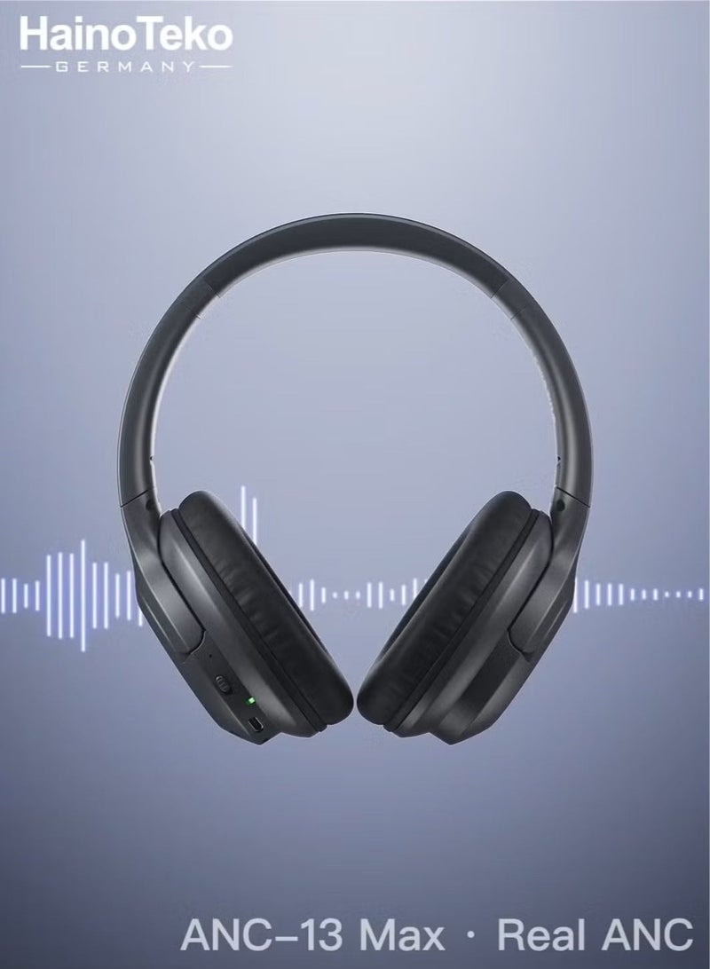 HainoTeko ANC-13 Max Bluetooth Headphones with Active Noise Cancellation & Hi-Res Audio – Black - Image 4